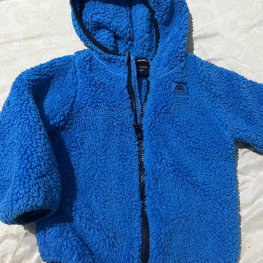 Blue Sherpa Zip Hoodie with Hood